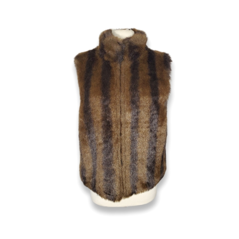 Jacket Coaco New York Women Jackets Coats Faux Mink Fur Reversible Zipper Vest-M
